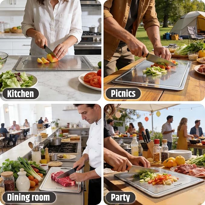 3-Piece Titanium Cutting Board for Kitchen, Double-Sided Scratch-Resistant - Image 9