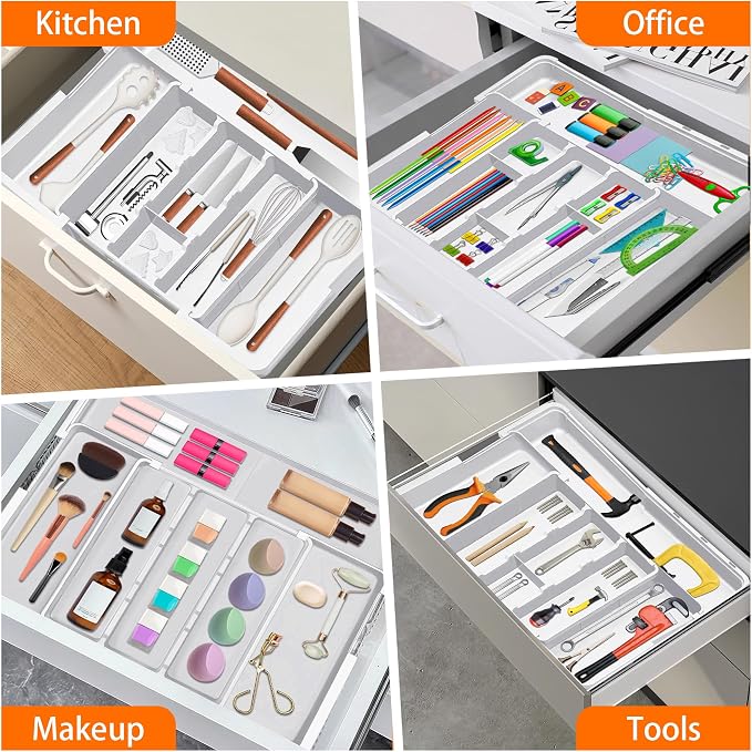 Spaclear Large Utensil Drawer Organizer Expandable Silverware Organizer - Image 9