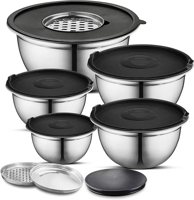 AVADOR Premium Brushed Stainless Steel Mixing Bowls Sets, Space Saving by AVADOR