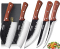 Topfeel Butcher Knife Set 5PCS, Hand Forged Kitchen Knives Set Serbian Chef by Topfeel