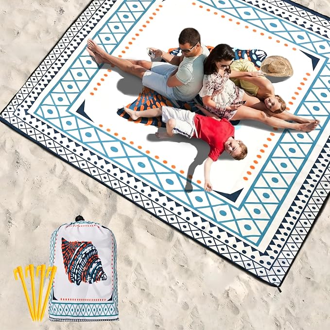 HIHOHO Beach Blanket Waterproof Sandproof Extra Large Beach Mat 79" X - Image 6