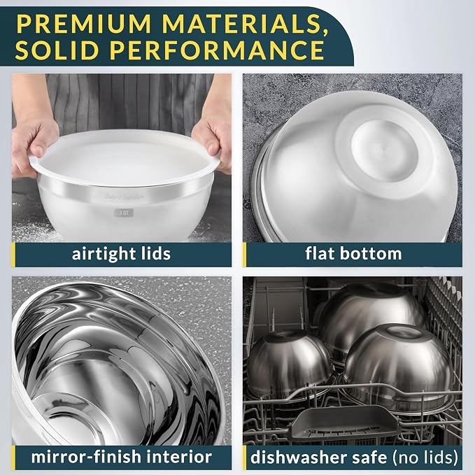 Baker's Signature Stainless Steel Mixing Bowls - Image 5