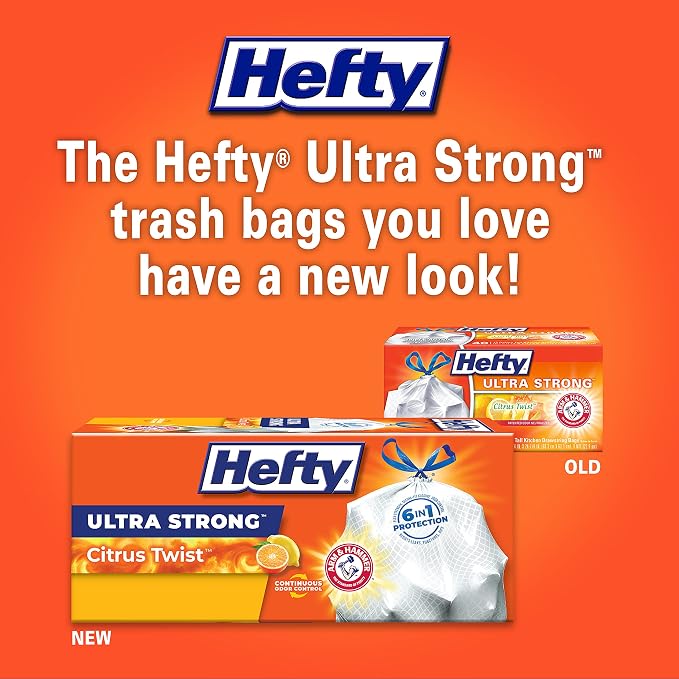 Hefty Ultra Strong 13 Gallon Trash Bags, Tall Kitchen Trash Bags 13 Gallon Size - Image 2