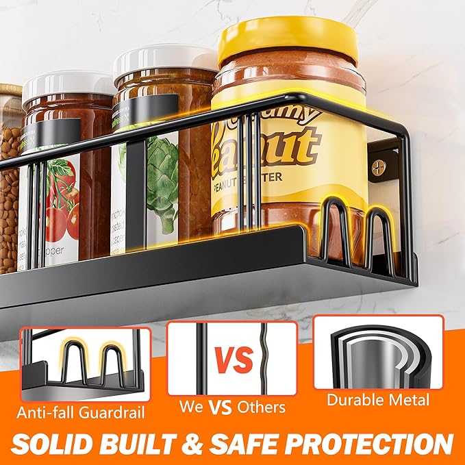 Bunoxea Spice Rack Wall Mounted 4 Pack, Space-Saving Spice Organizer - Image 5