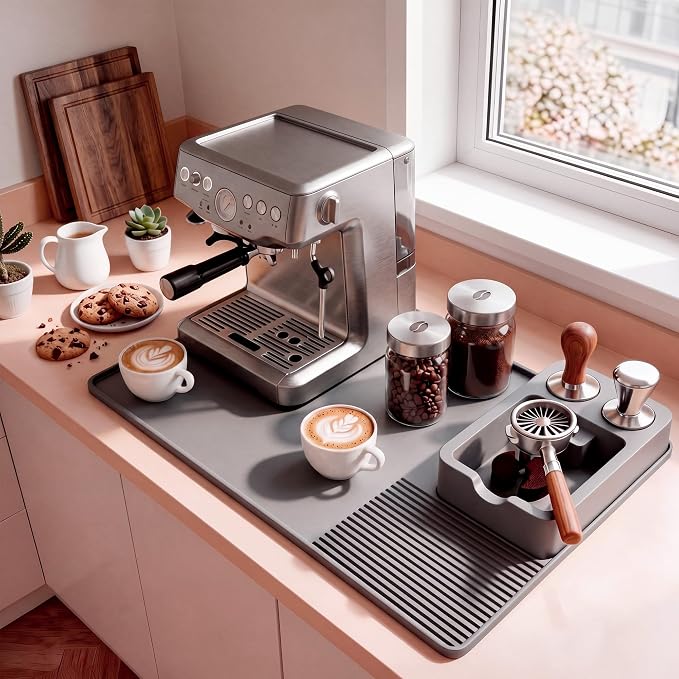 Silicone Coffee Mat and Espresso Tamping Mat, Detachable Espresso Coffee Bar - Image 3