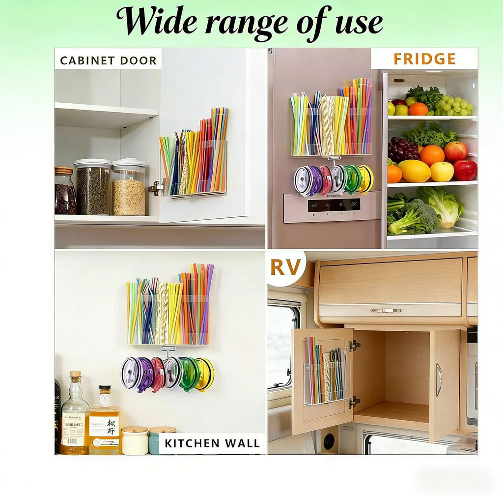 10''Acrylic Straw Holder for Cabinet Door with Tumbler Straw