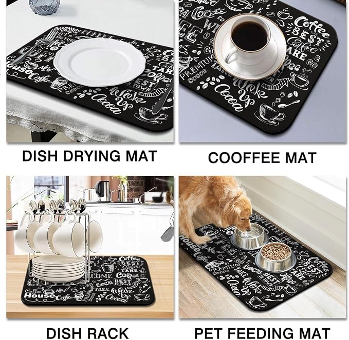 Coffee Bar Mat Accessories for Countertop Super Absorbent Anti-Slip Silicone - Image 2