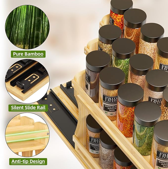 BAMEOS Pull Out Spice Rack Organizer - Image 4