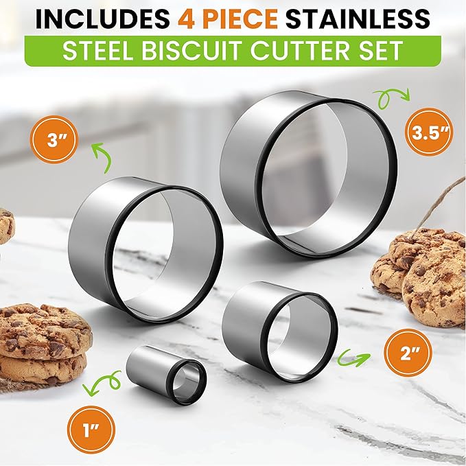 Spring Chef Large Dough Blender & Biscuit Cutter Set, Heavy Duty Stainless - Image 3