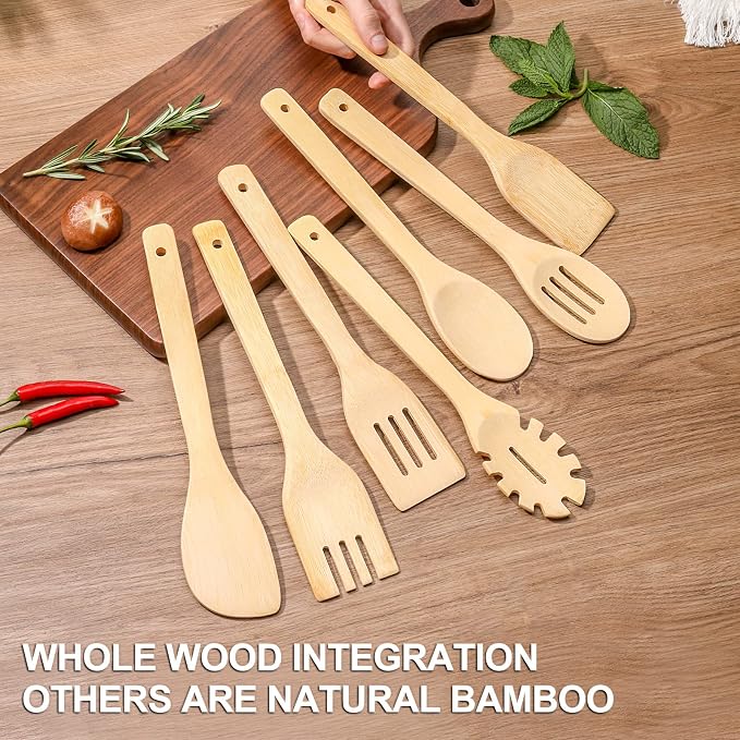 Wooden Spoons for Cooking is for All Kitchen. Made From Bamboo Wood, Wooden - Image 7