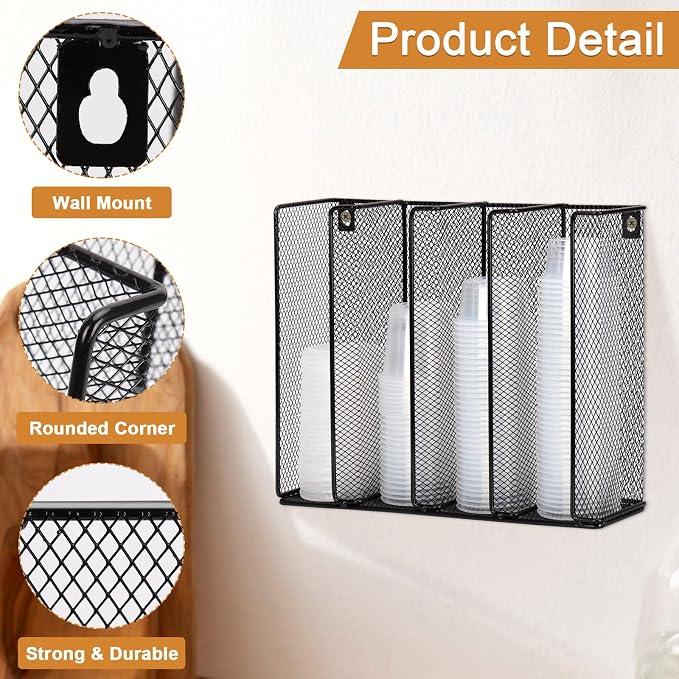 Wall Mount Portion Sauce Cup Lid Organizer 4 Compartments Iron Sauce Cup - Image 3