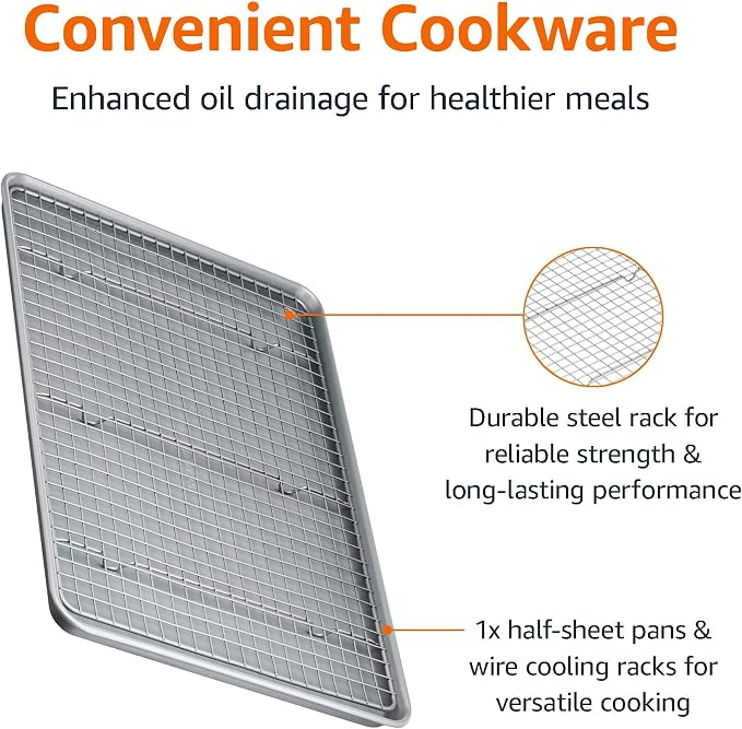 Amazon Basics Ceramic Nonstick Baking Sheet & Cooling Rack Set, Dishwasher Safe - Image 2
