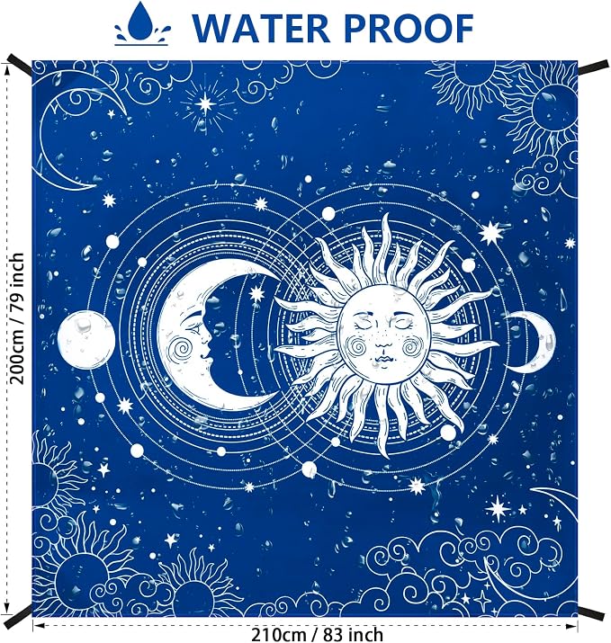WIWIGO Beach Blanket Waterproof Sandproof Beach Mat 79" X 83"/10'x9'for 2-8 - Image 2