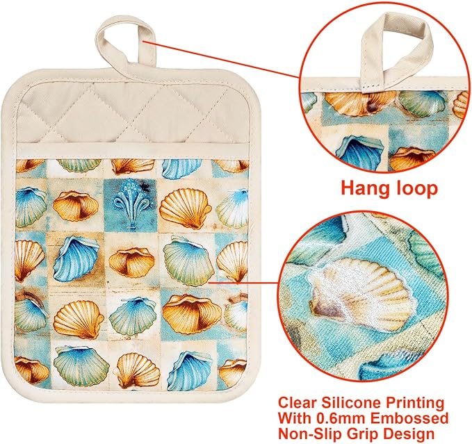 Pot Holders Set of 2 Heat Resistant 480 ℉Non Slip Clear Silicone Printed - Image 3