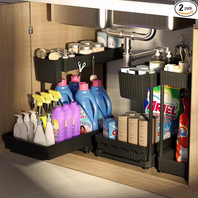 Sevenblue 3 Pack Multi-Purpose Under Sink Organizers and Storage, 2026 L-Shaped by Sevenblue