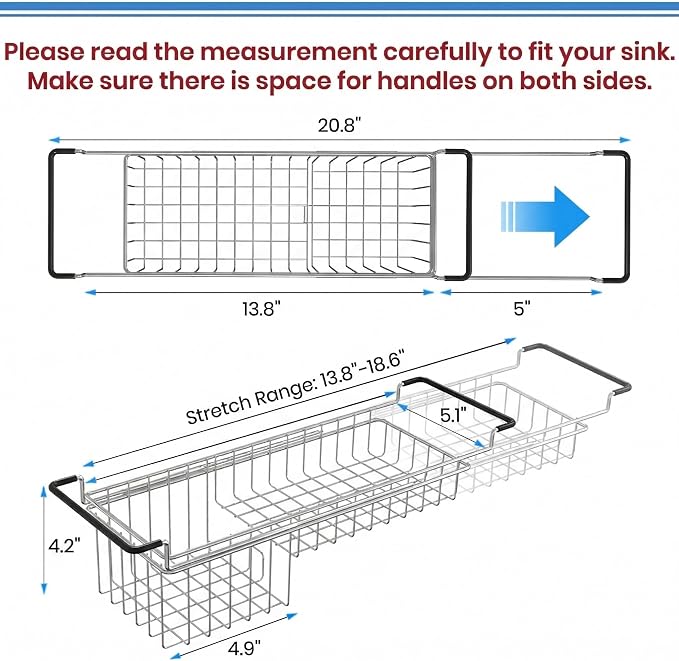 TreeLen Over The Kitchen Sink Caddy Sponge Holder Organizer Drying Rack - Image 3