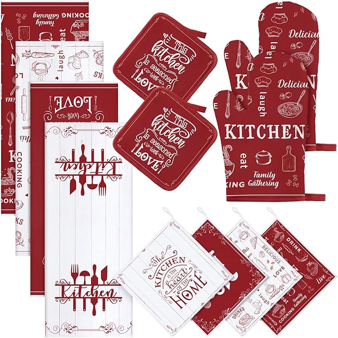 Bencailor 12 Pcs Farmhouse Kitchen Decor and Accessories Sets 4 Red Kitchen by Bencailor