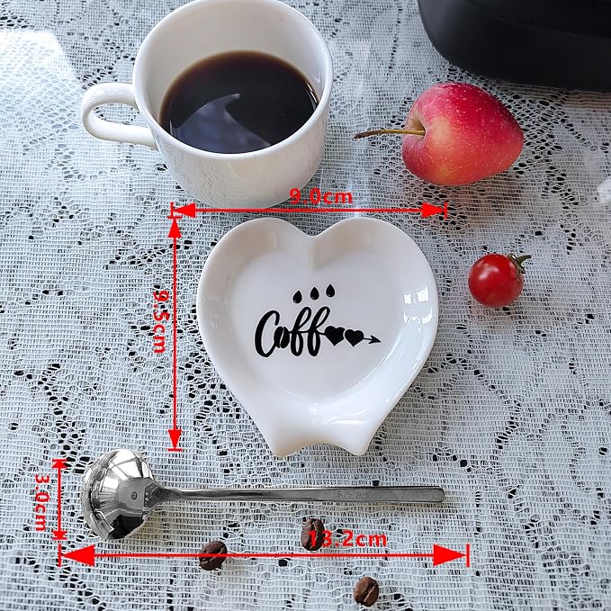Heart-shaped Coffee Spoon Rest, Mini Coffee Spoon Holder, Small Ceramic Spoon - Image 3