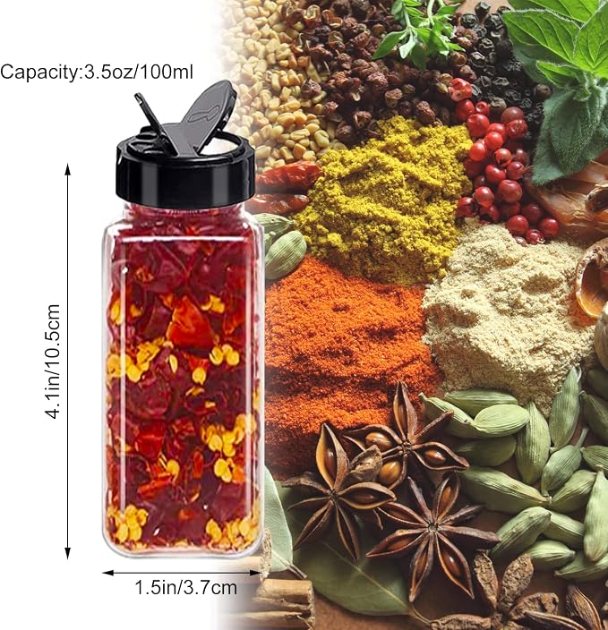 Tiaiidi 24 Pack 3.5 oz Square Plastic Spice Jars, Seasoning Containers - Image 2