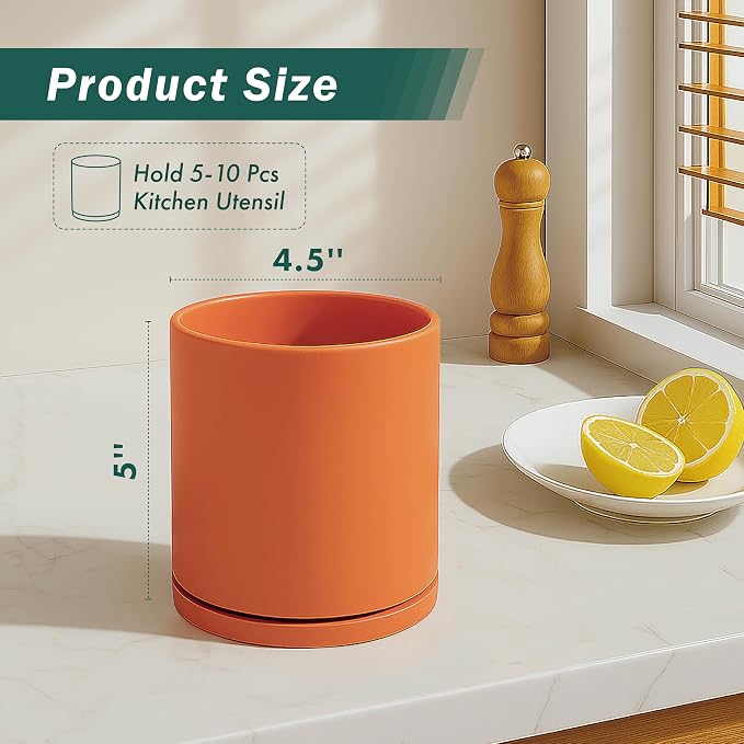 D'vine Dev 360° Rotating Utensil Holder – 5" Kitchen Utensil Crock - Image 2