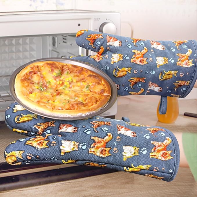 Oven Mitts Gloves 1 Pair Heat Resistant 480 ℉ Non Slip Clear Silicone Printed - Image 8