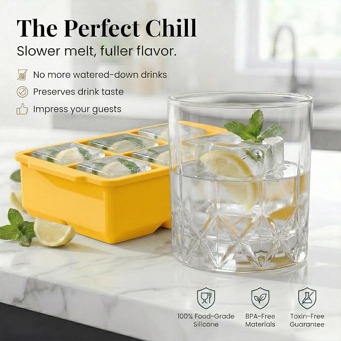 KitchFort Large Silicone Ice Cube Tray, Easy Release 2" Big Ice Cubes - Image 4