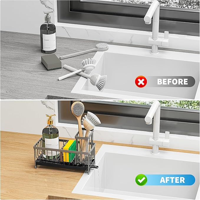 Cisily Sponge Holder for Kitchen Sink, Sink Caddy Organizer - Image 5