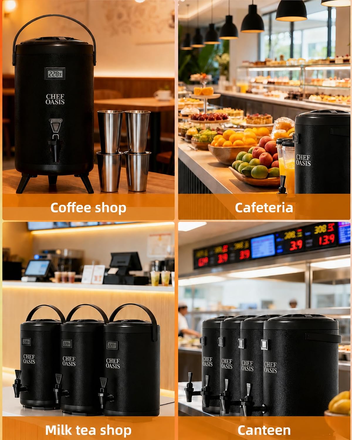 Insulated Beverage Dispenser 3 Gallon,Hot&Cold Drink Dispenser with