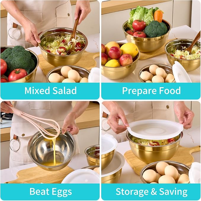 6 Piece Gold Mixing Bowls Set - Image 5