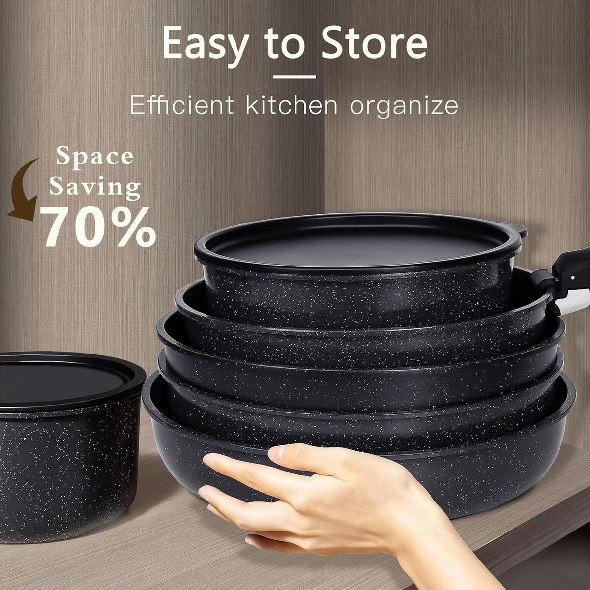 GiPP Ceramic Pots and Pans Nonstick Cookware Sets with Detachable