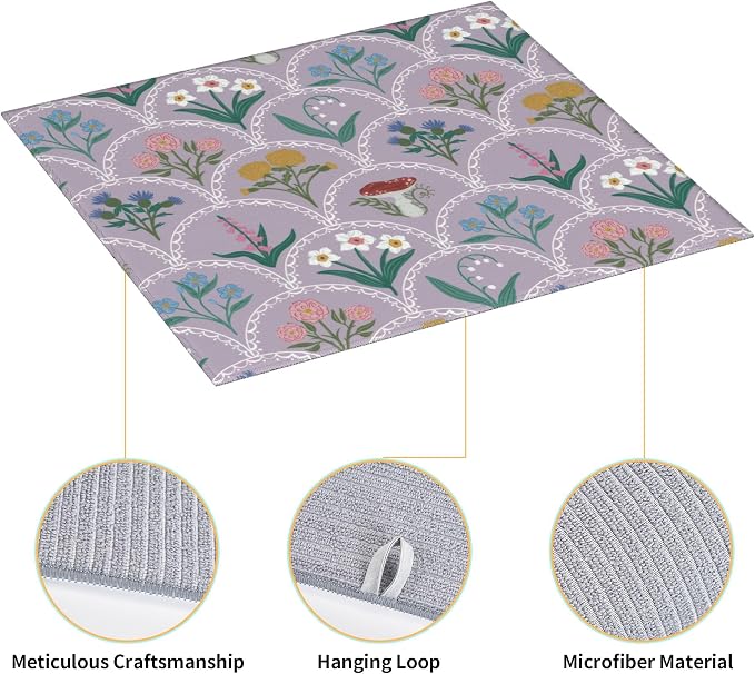 Vintage Flowers Dish Drying Mat 16x18 Inch, Microfiber Absorbent Fast Dry Mat - Image 3