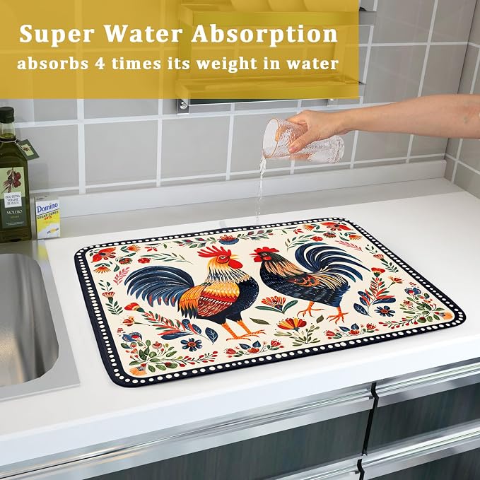 Rooster Poultry Dish Drying Mat - Image 7