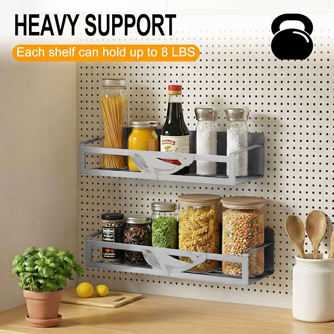 Magnetic Spice Rack for Refrigerator, 4 Pack Metal Magnetic Shelf Organizer for - Image 7