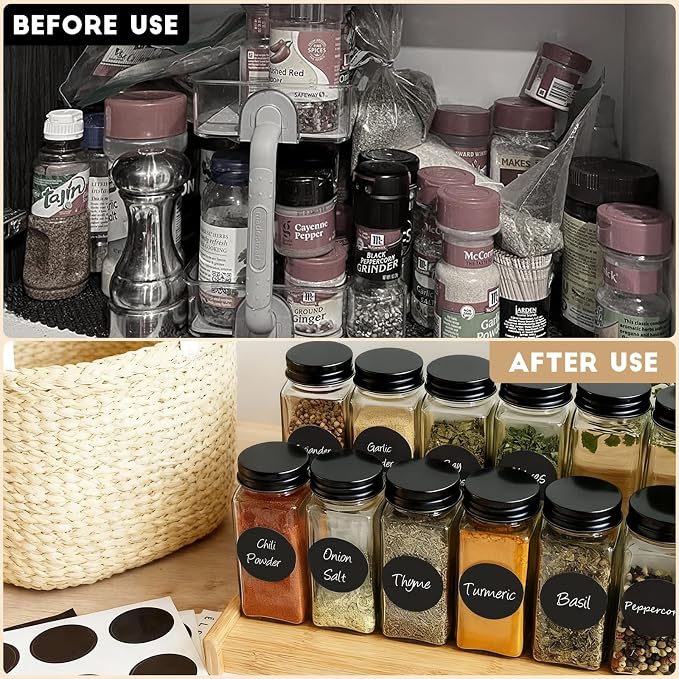 24Pcs Spice Jars with Label, 4oz Empty Square Seasoning Containers, Spice Jars - Image 4