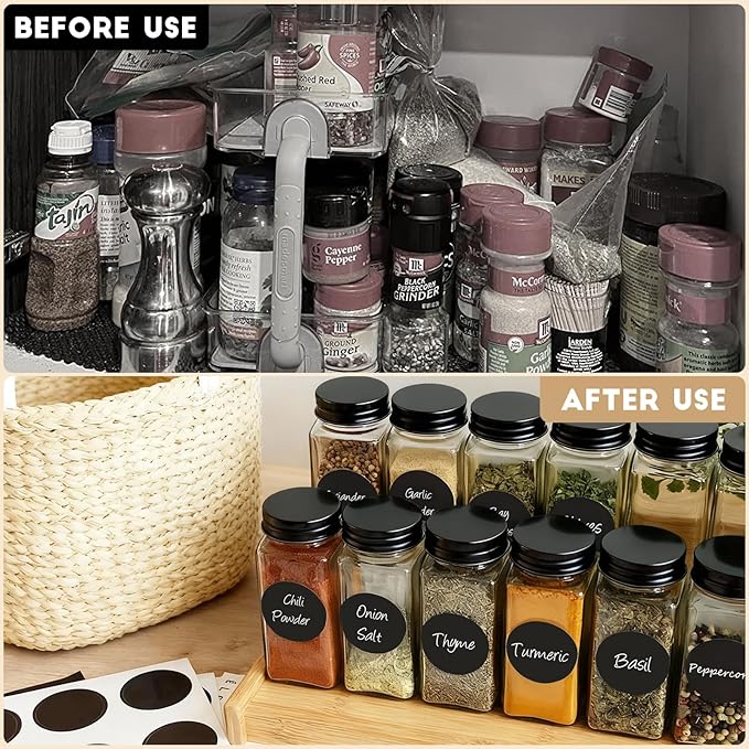 12Pcs Spice Jars with Label, 4oz Empty Square Seasoning Containers, Spice Jars - Image 4