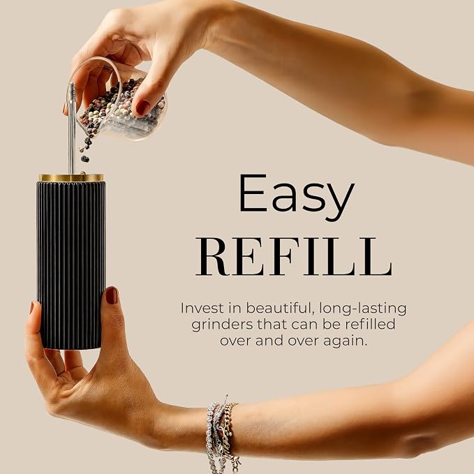 Wooden Salt and Pepper Grinder Set – Refillable Manual Salt and Pepper Mills - Image 5