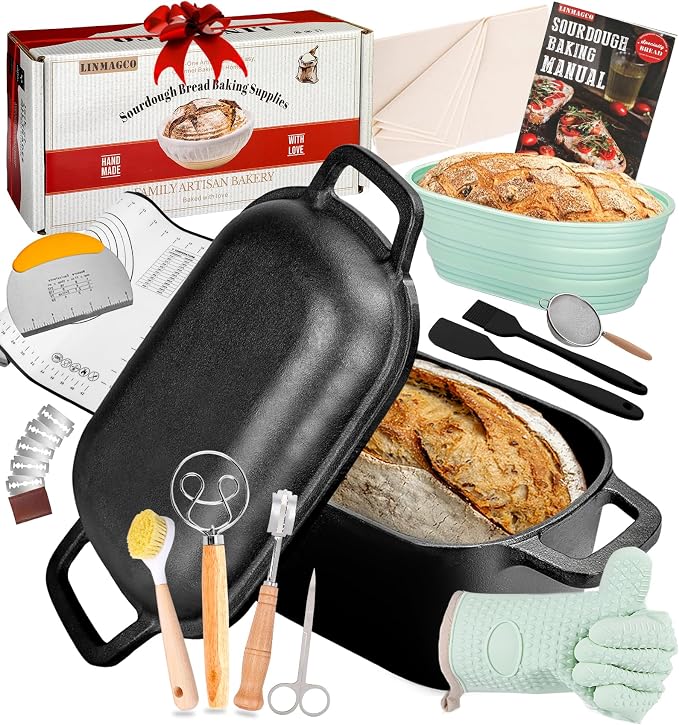 LINMAGCO Dutch Oven for Bread Baking & Sourdough Bread Baking Starter Kit- by LINMAGCO