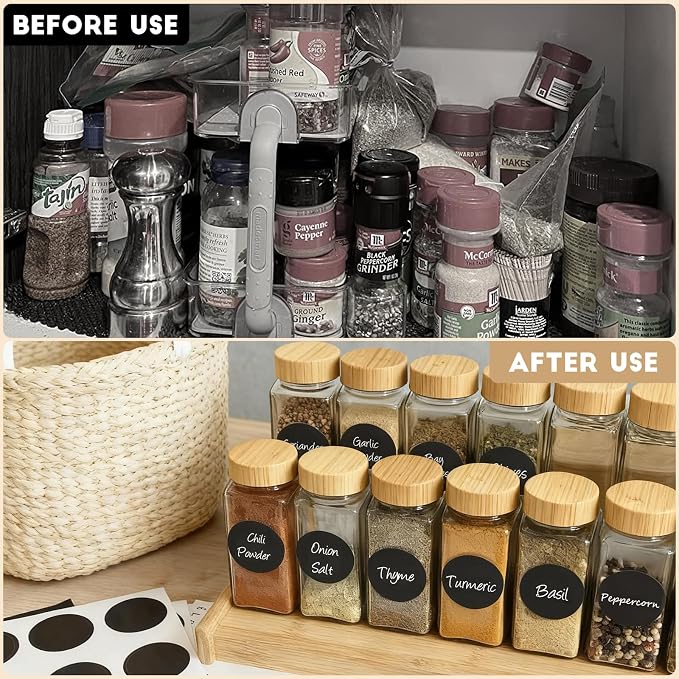 12Pcs Spice Jars with Label, 4oz Empty Square Seasoning Containers, Spice Jars - Image 4