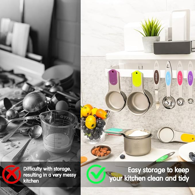Magnetic Measuring Cups and Spoons Set, 5 Stainless Steel Measuring Cups - Image 5