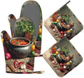 Herbs Spices Seasonings Oven Mitts and Pot Holders Set of 4, Heat Resistant Non by Unknown