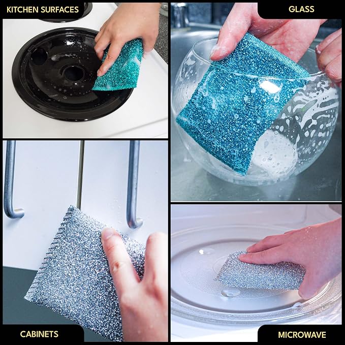 Dish Sponges for Kitchen Non-Scratch Scrub Sponges for Dishes, Stainless Steel - Image 5