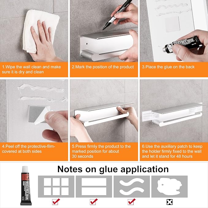 Paper Towel Holder Wall Mount for Kitchen, Self-Adhesive Paper Towel Holder - Image 6