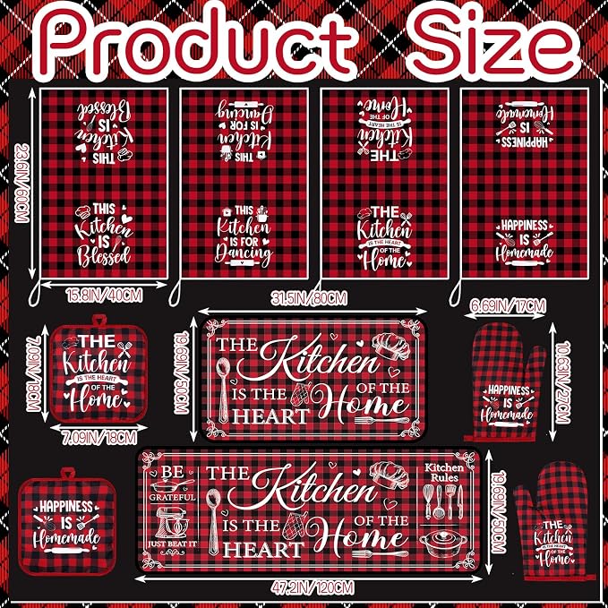 Fourluoo 10 Pcs Farmhouse Kitchen Decor and Accessories Set 4 Kitchen Towels 2 - Image 3