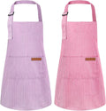 2 Pack Stripes Kids Apron, Kids Cooking Aprons by XLSXEXCL