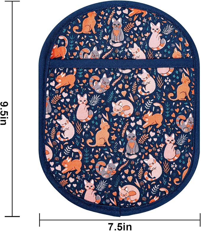 Pot Holders Set of 2 with Transparent Clear Silicone Shell and Nice Cat Flower - Image 2
