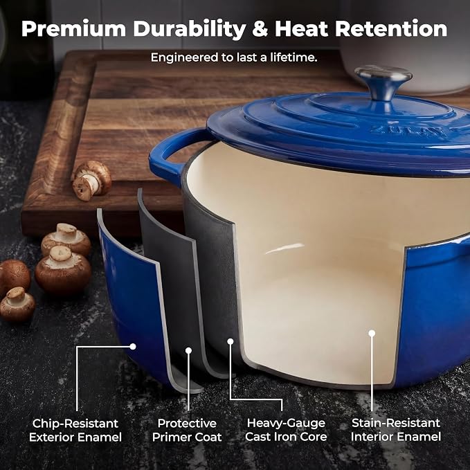 Zulay Kitchen 5 Quart Enameled Cast Iron Dutch Oven Pot - Image 5