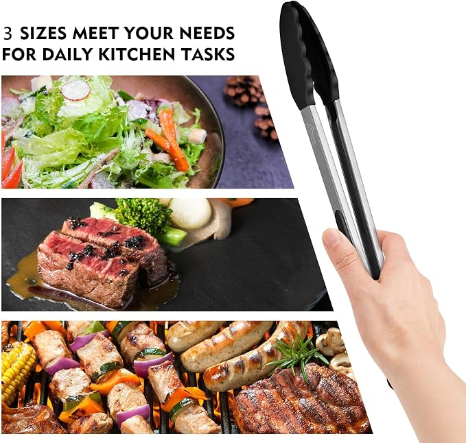 HOTEC Premium Stainless Steel Locking Kitchen Tongs - Image 6