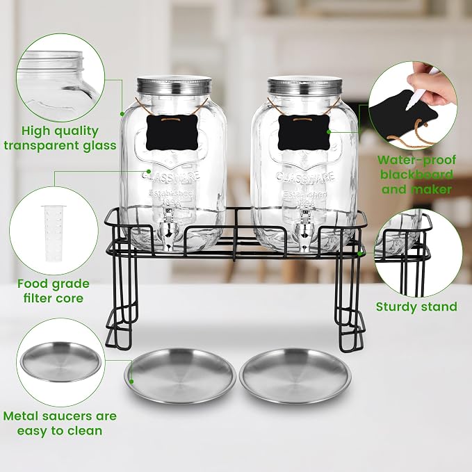 2 Pack1 Gallon Glass Drink Dispensers - Image 5