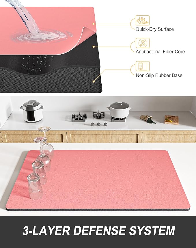 Rnivvi Dish Drying Mat for Kitchen Counter, 12 x 19" Super Absorbent Drainer - Image 4