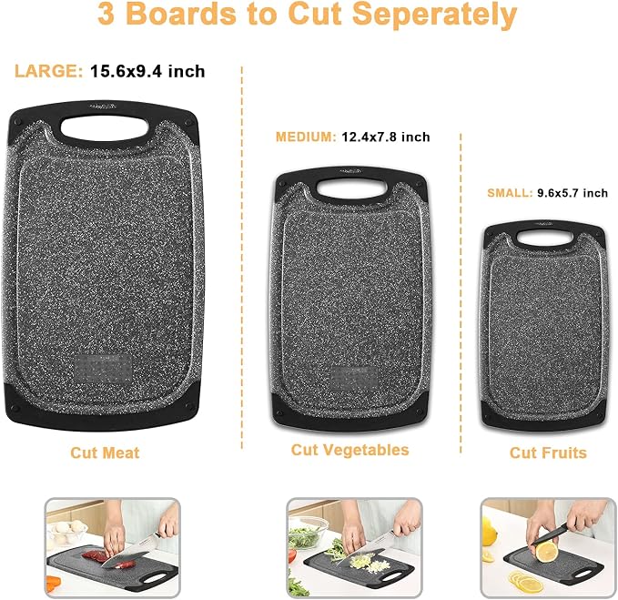 Viretang Plastic Cutting Boards Set of 3 Extra Large - Image 2